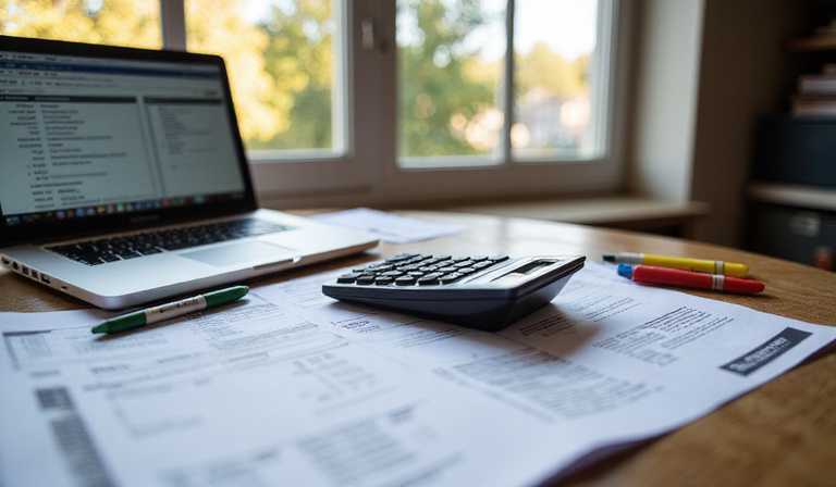Tax documents and calculator