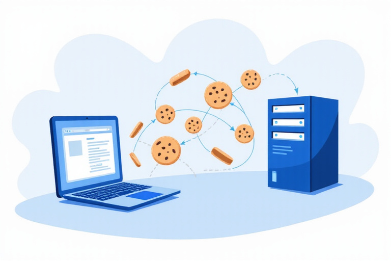 Illustration showing how cookies work between browser and server