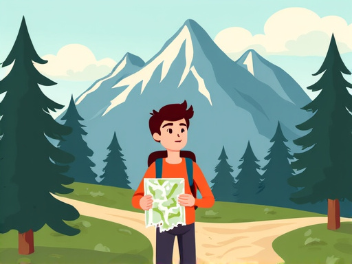 Lost traveler looking at a map
